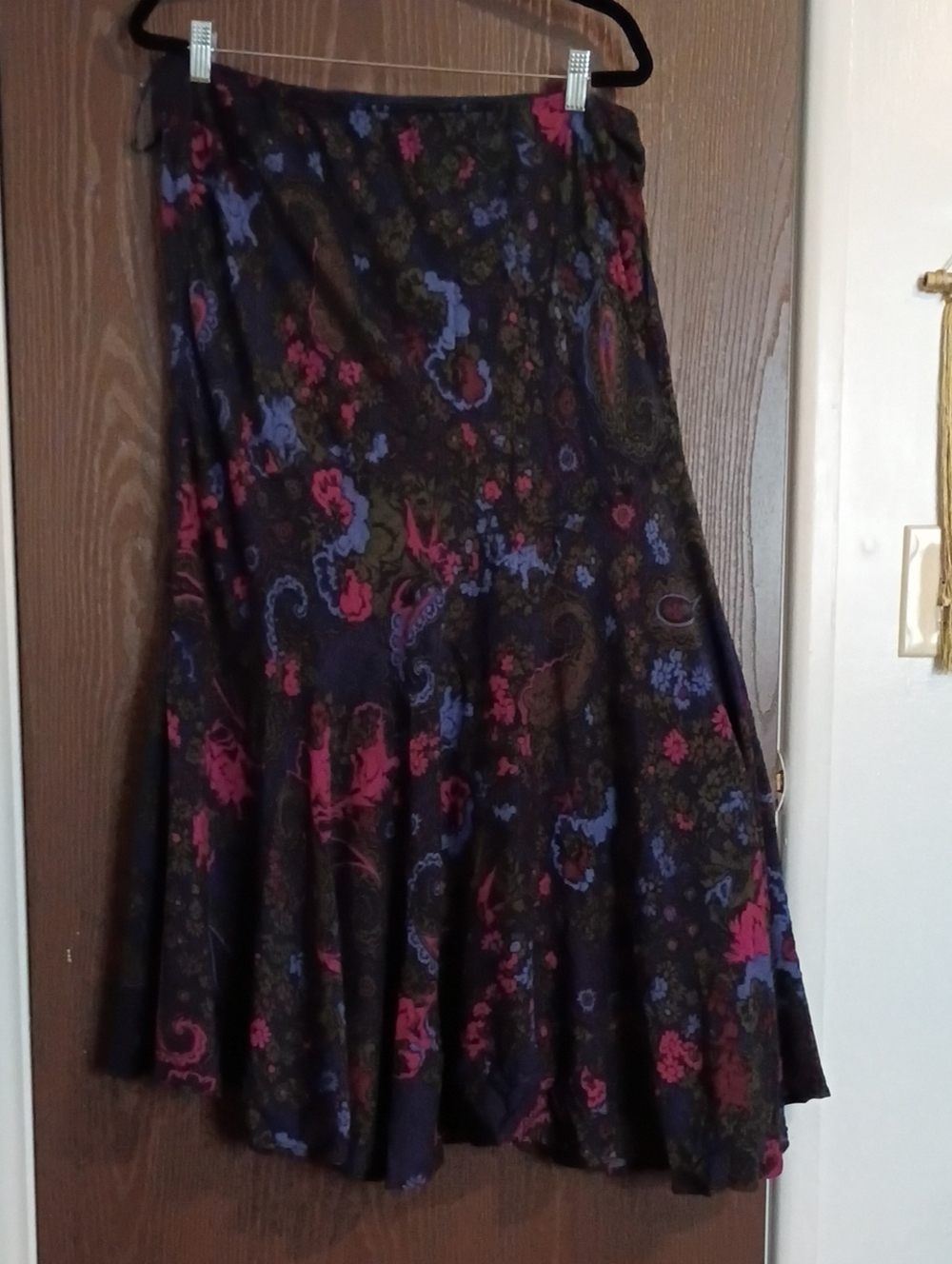 Chadwicks Black Circle Skirt with Pink & Blue Floral Paisley
